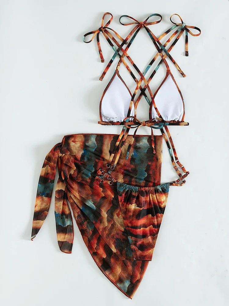 Ensemble Bikini 3 Pièces “Sunset Éclat”
