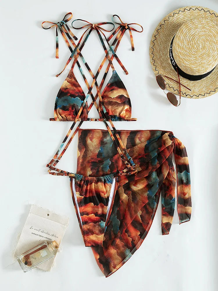 Ensemble Bikini 3 Pièces “Sunset Éclat”