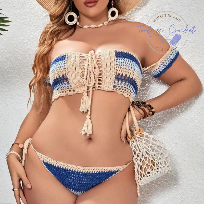 Bikini en Crochet Élégance Marine – Tailles L à XXL