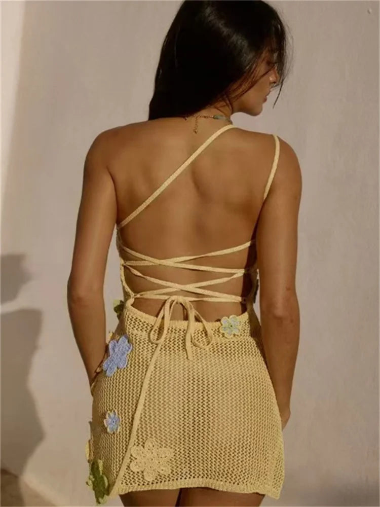 Robe crochet “Sunset Garden” – Élégance florale & sexy pour l’été 2025