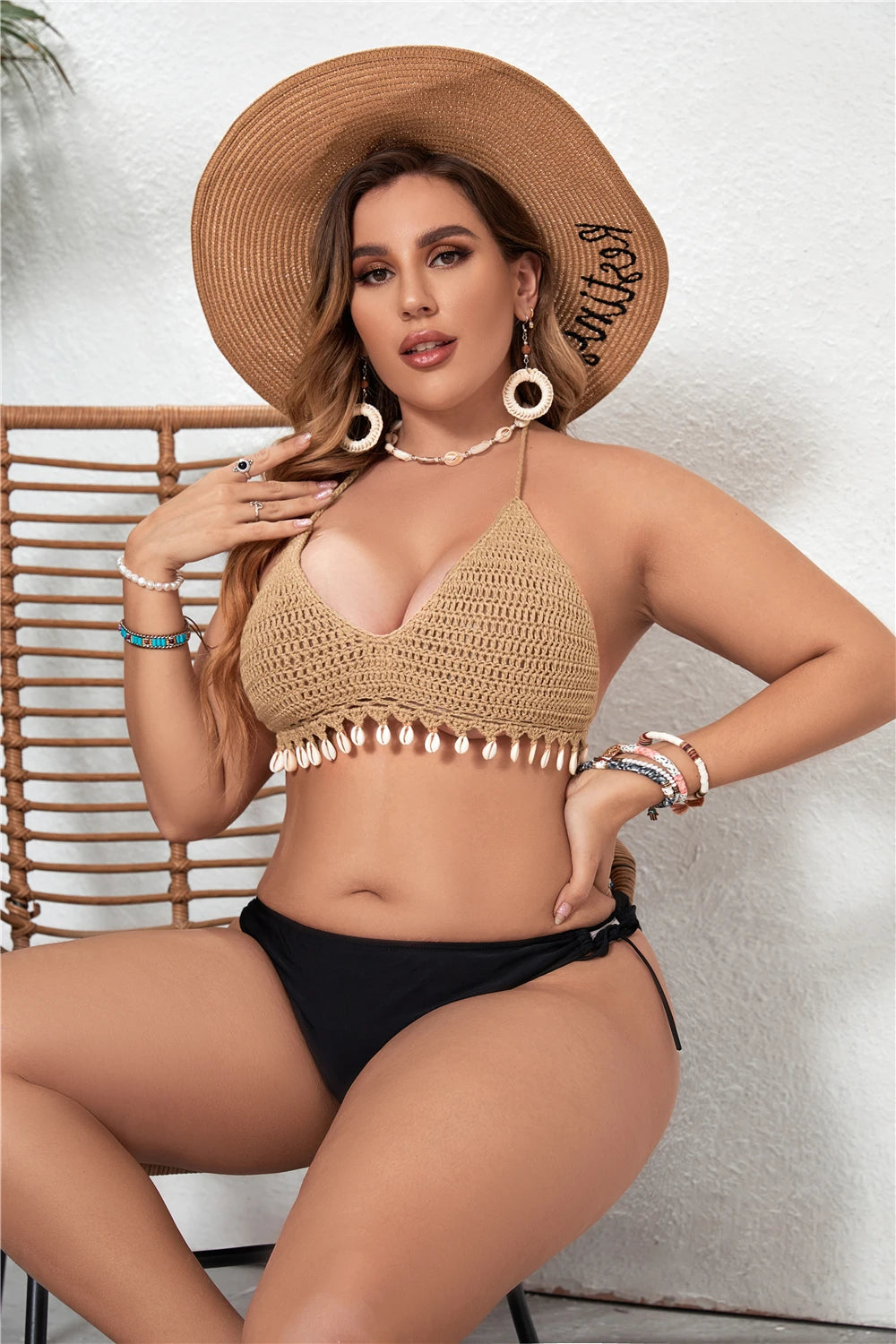 Haut de Bikini Crochet Bohème avec Franges – Tailles L à XXL