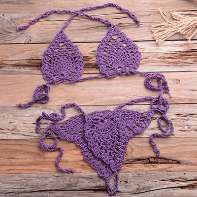 Bikini String en Crochet - Maillot de Bain échancré Jenny - Tout-en-Crochet