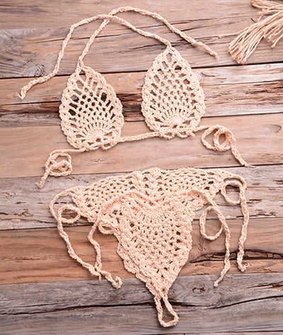 Bikini String en Crochet - Maillot de Bain échancré Jenny - Tout-en-Crochet