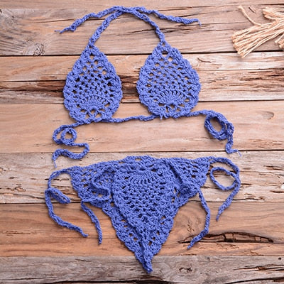 Bikini String en Crochet - Maillot de Bain échancré Jenny - Tout-en-Crochet