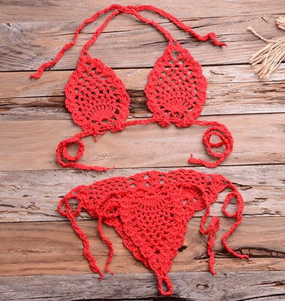 Bikini String en Crochet - Maillot de Bain échancré Jenny - Tout-en-Crochet