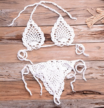 Bikini String en Crochet - Maillot de Bain échancré Jenny - Tout-en-Crochet