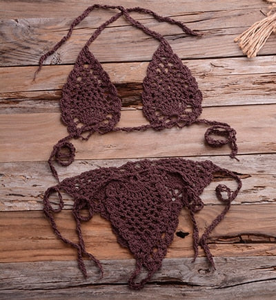 Bikini String en Crochet - Maillot de Bain échancré Jenny - Tout-en-Crochet