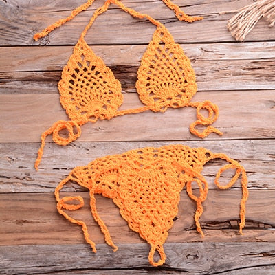 Bikini String en Crochet - Maillot de Bain échancré Jenny - Tout-en-Crochet