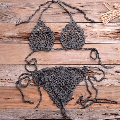 Bikini String en Crochet - Maillot de Bain échancré Jenny - Tout-en-Crochet