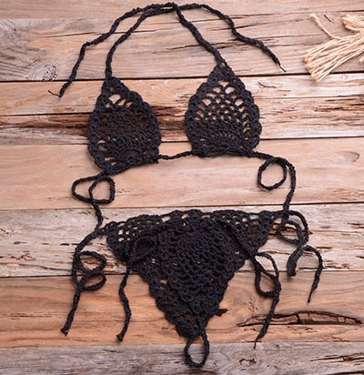 Bikini String en Crochet - Maillot de Bain échancré Jenny - Tout-en-Crochet