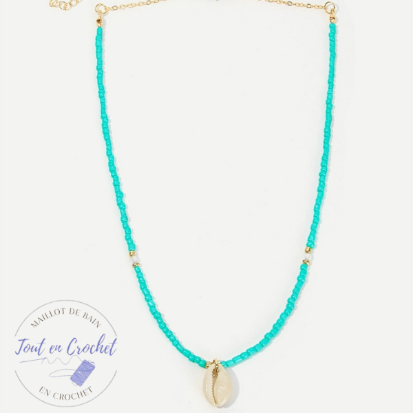 Collier en Perle et Cauris Waikiki - Tout-en-Crochet