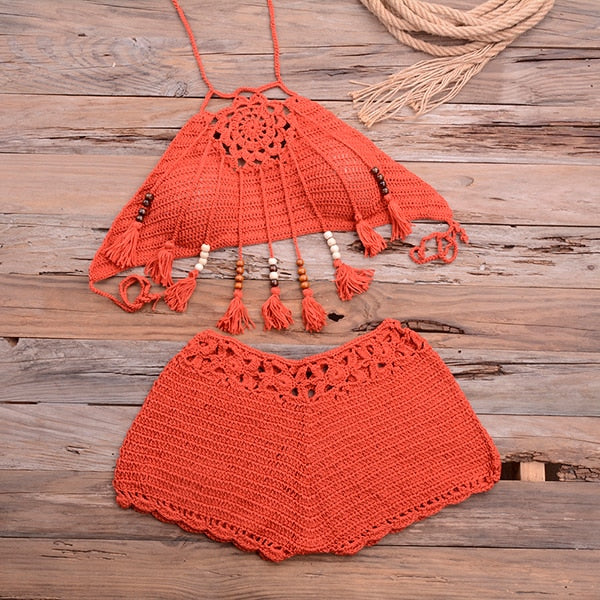 Ensemble en Crochet Short et Haut Brodé - Salines - Tout-en-Crochet